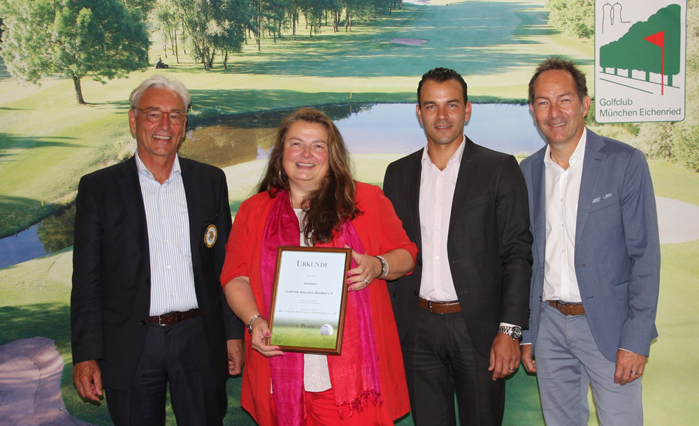Golfclub München-Riedhof: Arno Malte Uhlig, Susanne Braun, Kariem Baraka, BayMeGo-Präsident Ralf Exel. Fotos: Horst Huber 